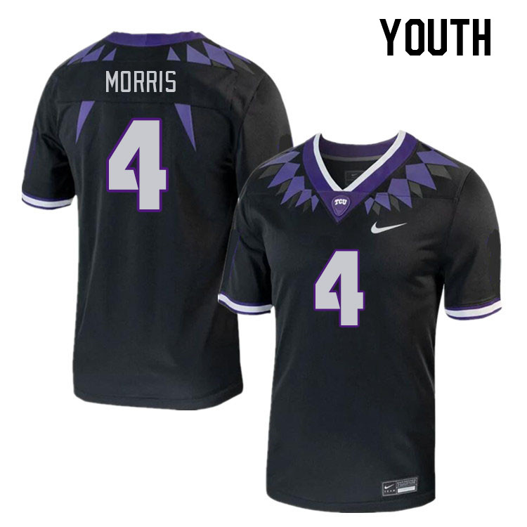 Youth #4 Chandler Morris TCU Horned Frogs 2023 College Footbal Jerseys Stitched-Black - Click Image to Close